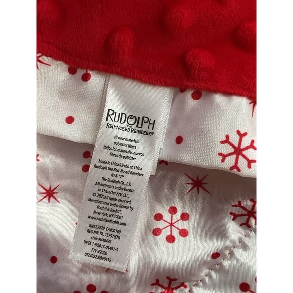 Rudolph The Red Nosed Reindeer Soft Baby Security Blanket Plush Lovey Red White - Picture 2 of 5